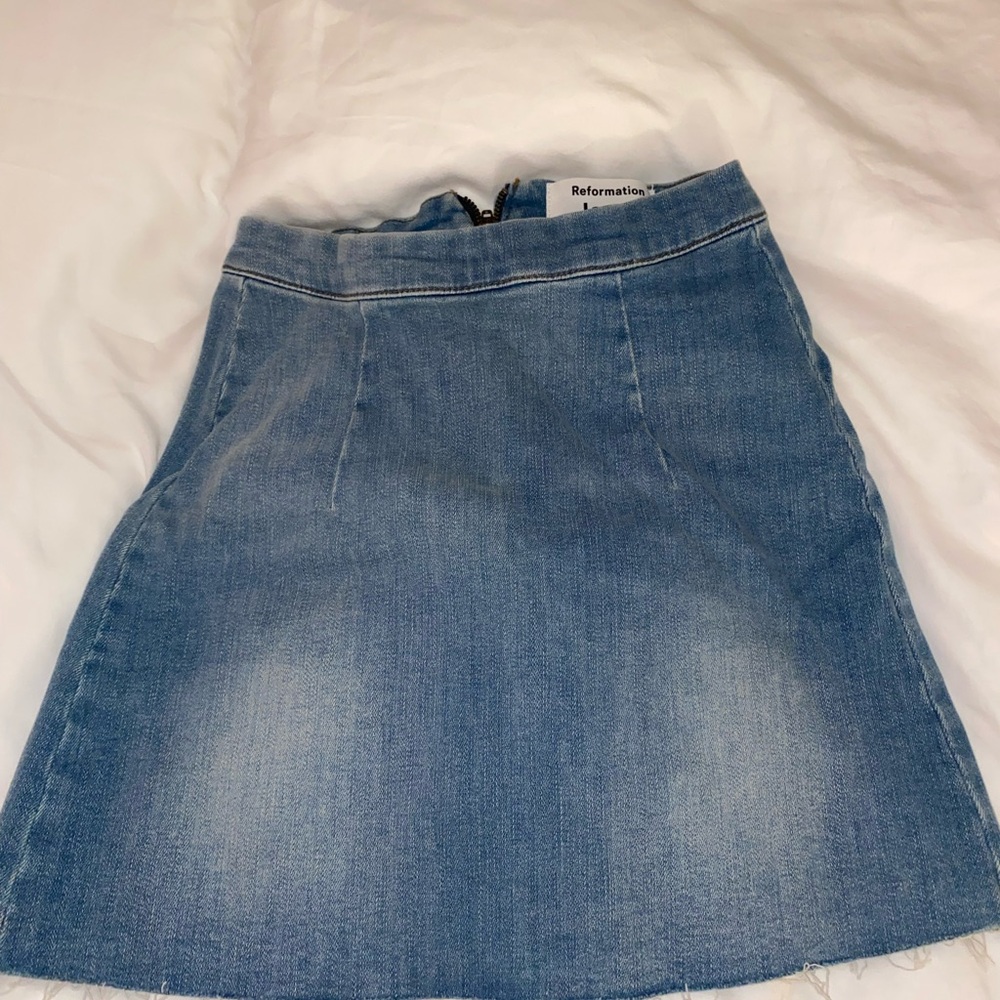 Reformation Blue Mini A-Line Skirt